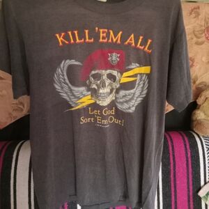 Harley-Davidson Black Tee with Red Beret and Yellow Accents